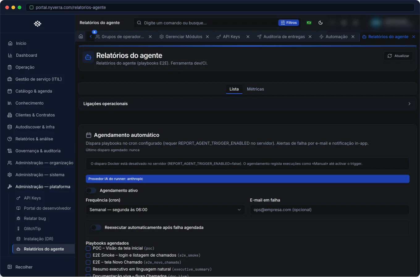Relatórios do Agente no Portal Nyverra: relatórios no piloto automático — Portal Nyverra ITSM