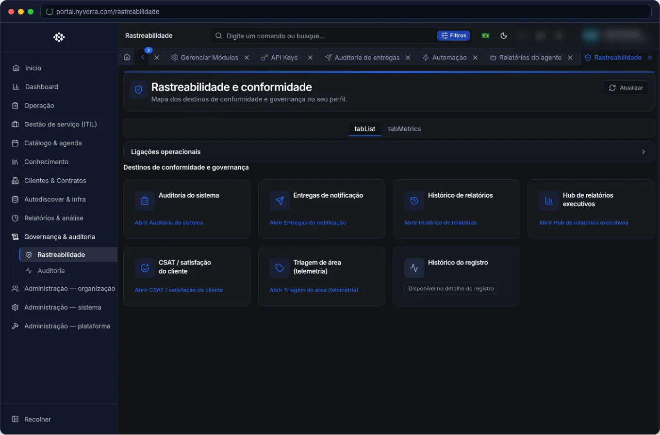 Rastreabilidade no Portal Nyverra: a história completa de cada atendimento — Portal Nyverra ITSM